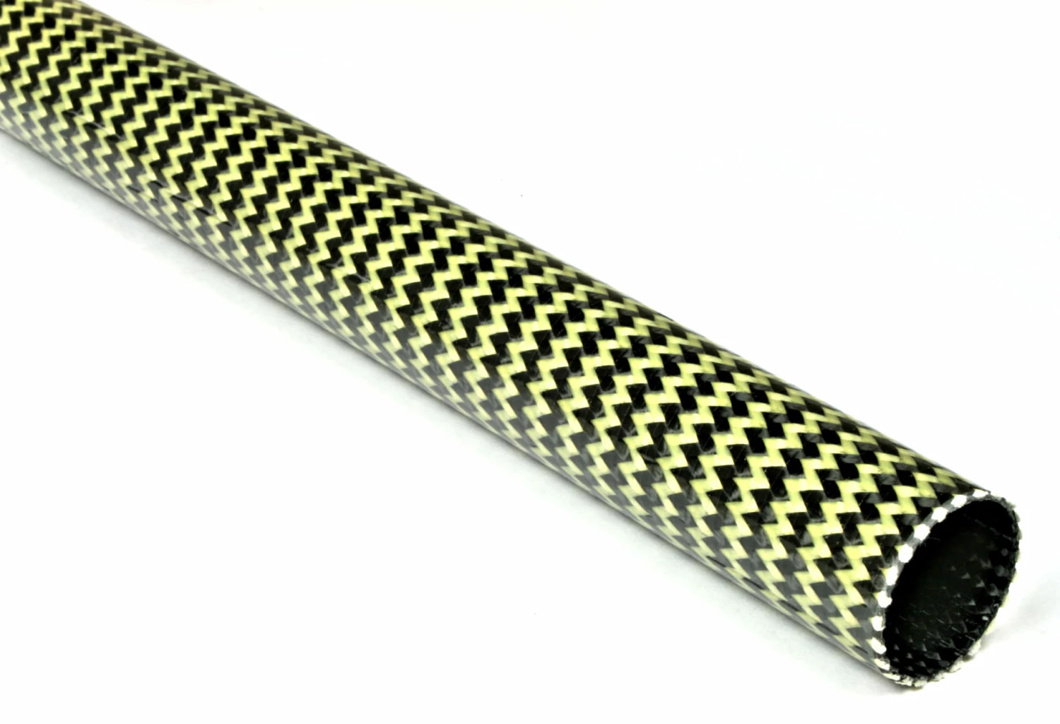 Braided Carbon/Yellow Kevlar Round Tubing ~ 0.75" ID X 96" 1 Braided Carbon/Yellow Kevlar Round Tubing ~ 0.75" ID X 96"